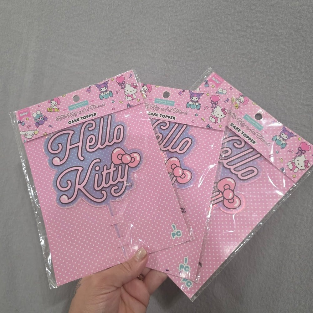 Set of 3 Hello Kitty Cake Toppers Sanrio Handstand Kitchen Pink Iridescent New